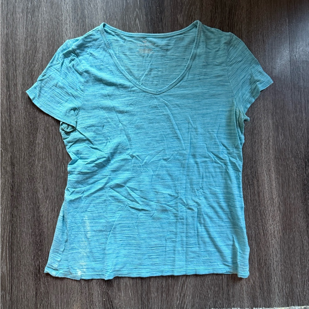 Talbots | Light Blue Short Sleeve V-Neck Tee Shirt